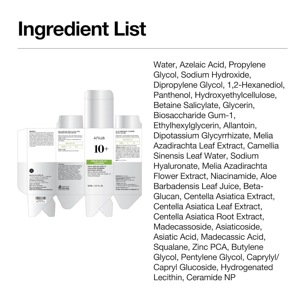 Anua Azelaic Acid 10 Hyaluron Redness Soothing Serum